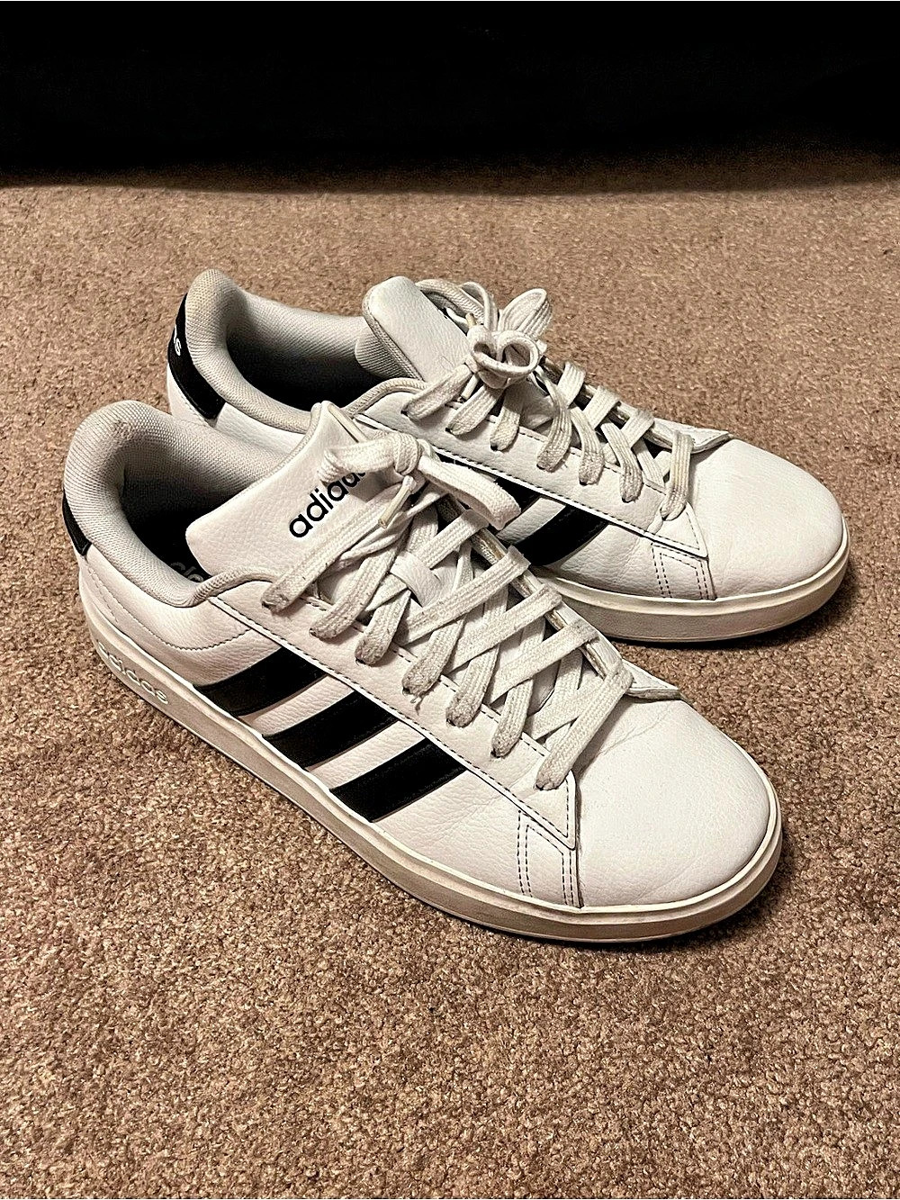 adidas Grand Court Platform Shoes White & Black US 6.5